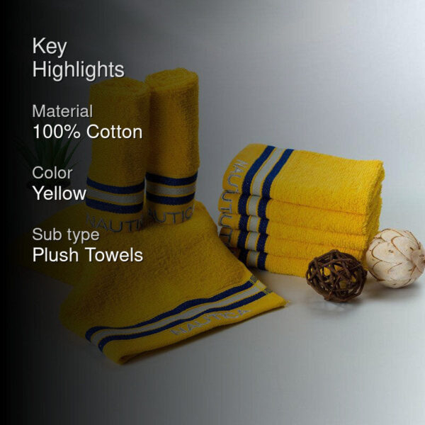 Nautica Dove Down Cotton Face Towel (Yellow) - Set Of Eight