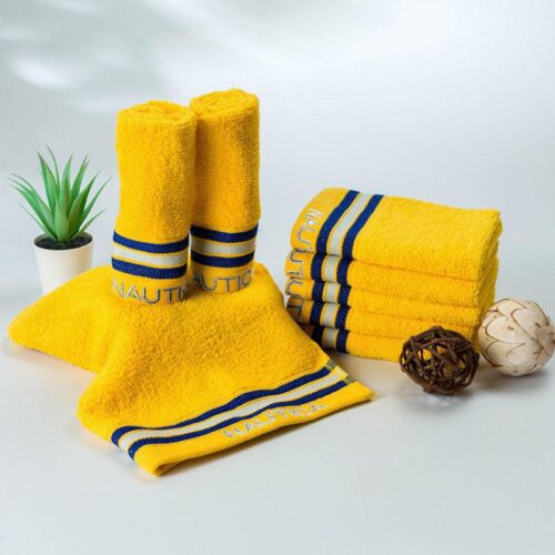 Nautica Dove Down Cotton Face Towel (Yellow) - Set Of Eight