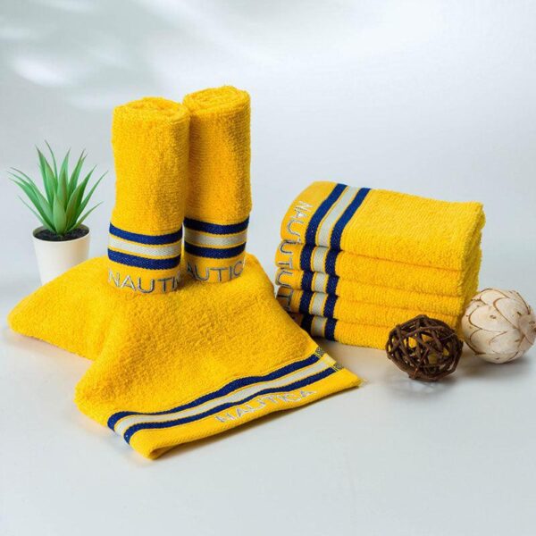 Nautica Dove Down Cotton Face Towel (Yellow) - Set Of Eight