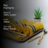 Nautica Dove Down Cotton Hand & Face Towel (Yellow) - Set Of Four