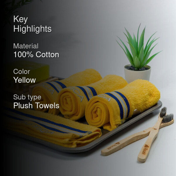 Nautica Dove Down Cotton Hand & Face Towel (Yellow) - Set Of Four