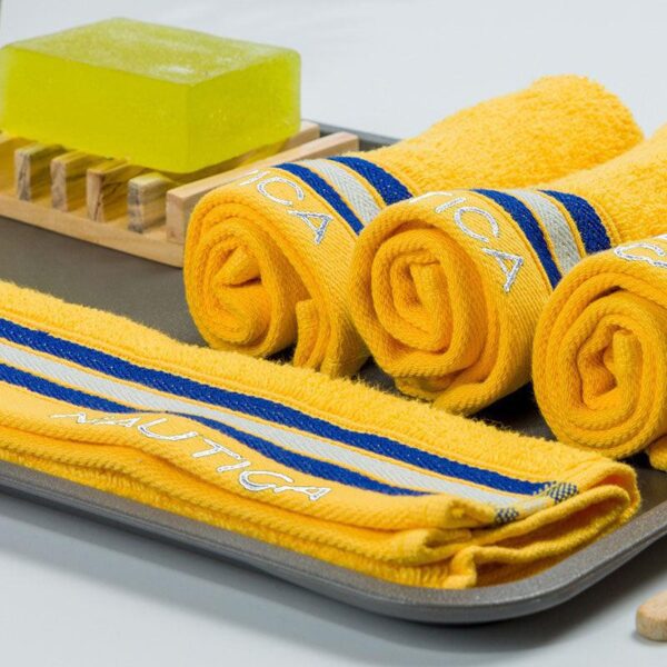 Nautica Dove Down Cotton Hand & Face Towel (Yellow) - Set Of Four