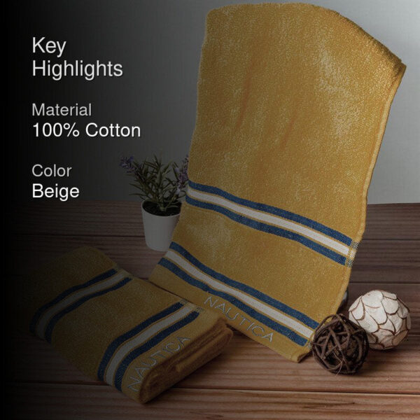 Nautica Dove Dual Down Cotton Hand Towel (Beige) - Set Of Two