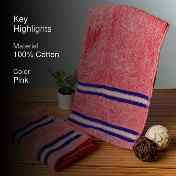 Nautica Dove Dual Down Cotton Hand Towel (Coral) - Set Of Two