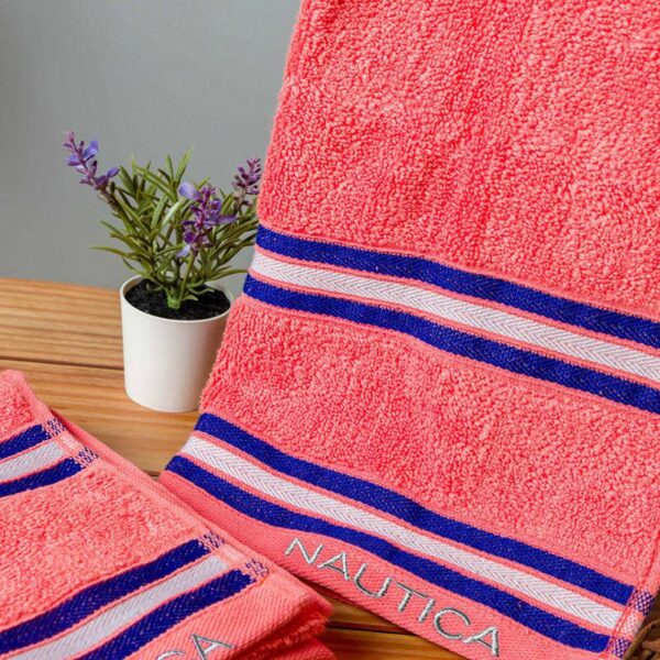 Nautica Dove Dual Down Cotton Hand Towel (Coral) - Set Of Two