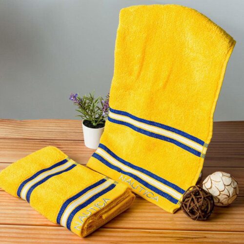 Nautica Dove Dual Down Cotton Hand Towel (Yellow) - Set Of Two