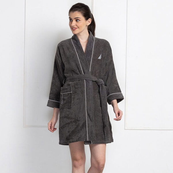 Nautica His & Hers Cashmere Dreams Cotton Bath Robe (Coral & Dark Grey) - Set Of Two