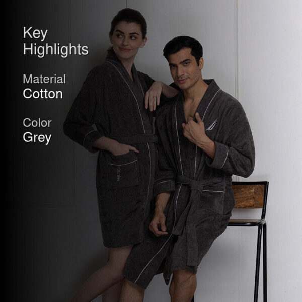 Nautica His & Hers Cashmere Dreams Cotton Bath Robe (Dark Grey) - Set Of Two