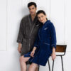 Nautica His & Hers Cashmere Dreams Cotton Bath Robe (Grey & Blue) - Set Of Two