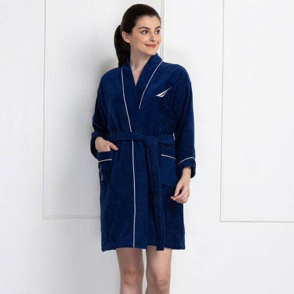 Nautica His & Hers Cashmere Dreams Cotton Bath Robe (Navy Blue & Coral) - Set Of Two Nautica His & Hers Cashmere Dreams Cotton Bath Robe (Navy Blue & Coral) - Set Of Two
