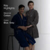 Nautica His & Hers Cashmere Dreams Cotton Bath Robe (Navy Blue & Dark Grey) - Set Of Two