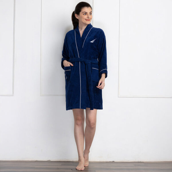 Nautica His & Hers Cashmere Dreams Cotton Bath Robe (NavyBlue & Coral) - Set Of Two