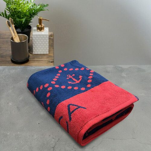 Nautica Inifinisoft Cotton Bath Towel - Red & Navy Blue