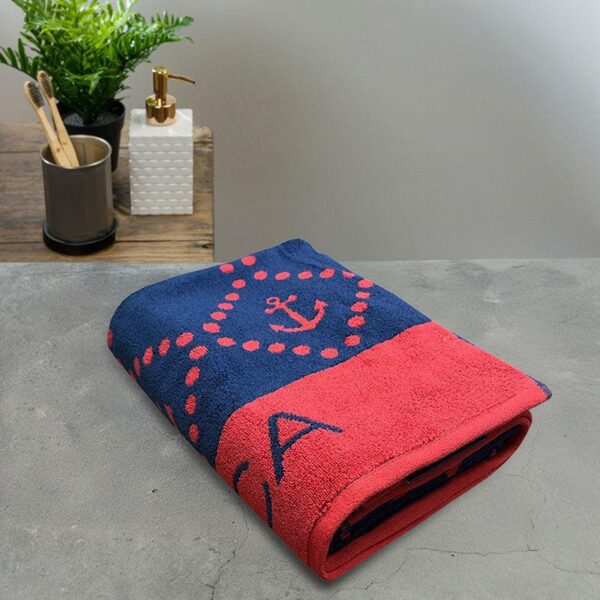 Nautica Inifinisoft Cotton Bath Towel - Red & Navy Blue