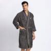 Nautica Men's Cashmere Dreams Cotton Bath Robe - Dark Grey