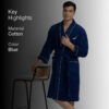 Nautica Men's Cashmere Dreams Cotton Bath Robe - Navy Blue