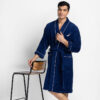 Nautica Men's Cashmere Dreams Cotton Bath Robe - Navy Blue