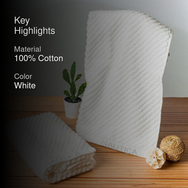 Nautica Riviera Soft Cotton Bath Towel (White) - Set Of Two