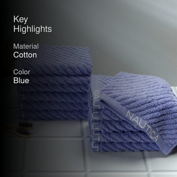 Nautica Riviera Soft Cotton Face Towel (Light Blue) - Set Of Twelve