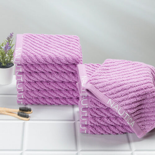 Nautica Riviera Soft Cotton Face Towel (Lilac) - Set Of Twelve