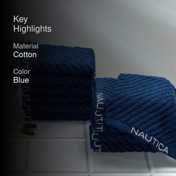 Nautica Riviera Soft Cotton Face Towel (Navy Blue) - Set Of Twelve