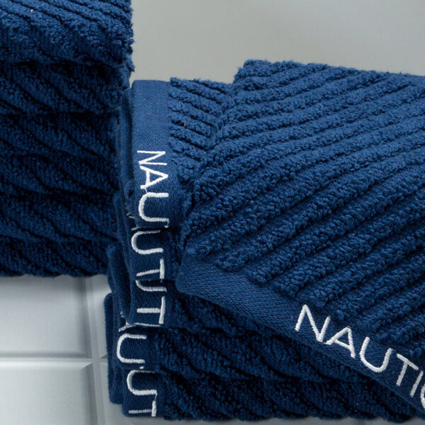 Nautica Riviera Soft Cotton Face Towel (Navy Blue) - Set Of Twelve