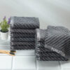 Nautica Riviera Soft Cotton Hand & Face Towel (Dark Grey) - Set Of Twelve