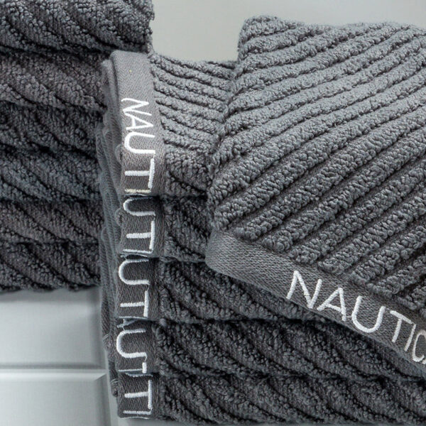 Nautica Riviera Soft Cotton Hand & Face Towel (Dark Grey) - Set Of Twelve