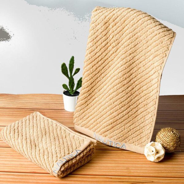 Nautica Riviera Soft Cotton Hand Towel (Light Tan) - Set Of Two