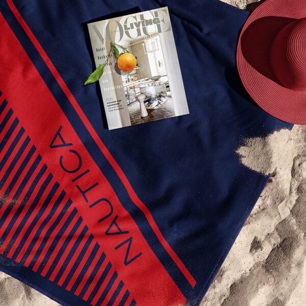Nautica Voyage Bath Towel - Red, Navy