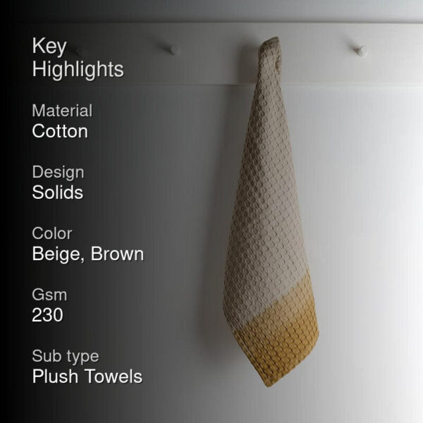 Ninon Dipdye Textured Waffle Hand Towel (Beige & Yellow Ochre) - Set Of Two