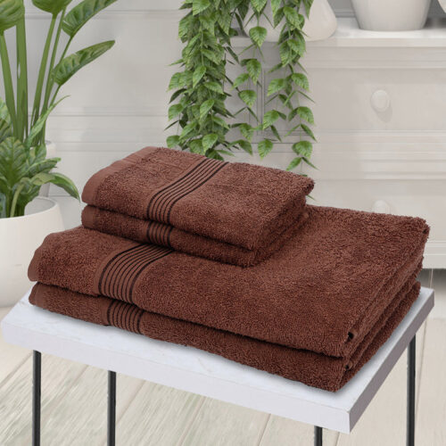 Nuage Cotton Towel Set (Brown ) - Set Of Four