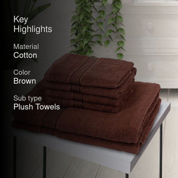 Nuage Cotton Towel Set (Brown ) - Set Of Six