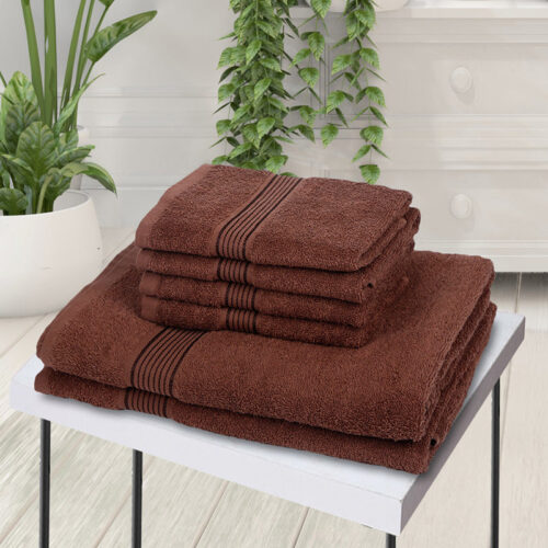Nuage Cotton Towel Set (Brown ) - Set Of Six