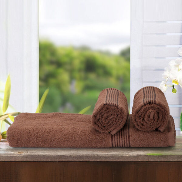 Nuage Cotton Towel Set (Brown ) - Set Of Three