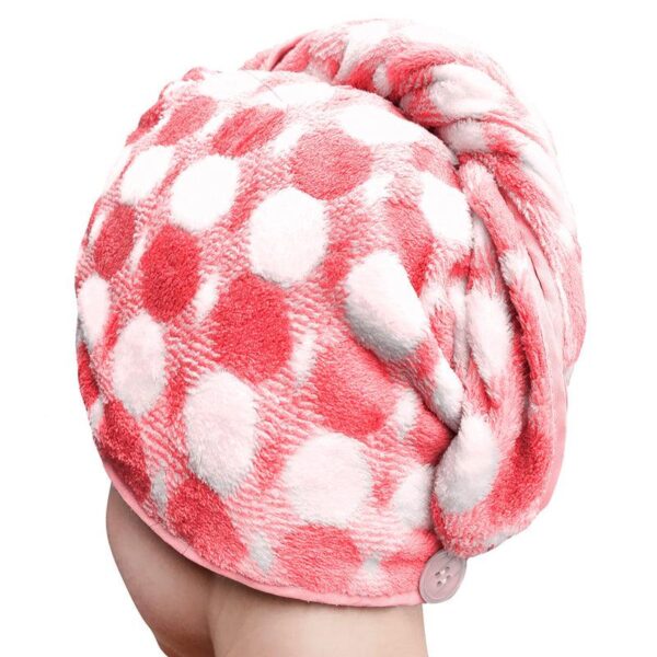 Polka High Absorbent Hair Towel - Pink