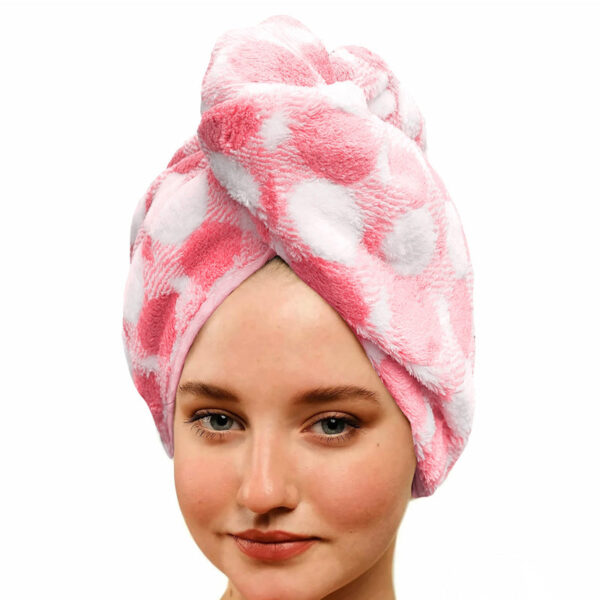Polka High Absorbent Hair Towel - Pink