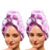 Polka High Absorbent Hair Towel (Purple) - Set Of Two