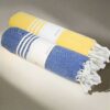 Rodgo Bath Towel (Blue & Yellow) - Set Of Two
