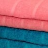 Sarda Bath Towel (Dark Blue & Peach) - Set Of Two