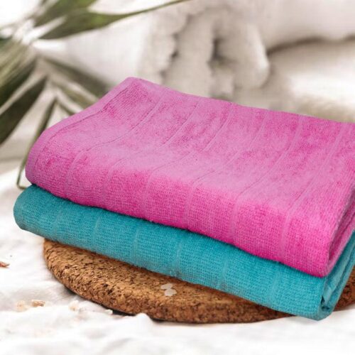 Sarda Bath Towel (Purple & Light Blue) - Set Of Two