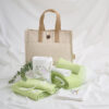 Soft Green Towel Set & Tote Bag - Seven Piece Set