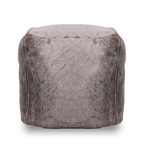 Kaikoo Grey Faux Fur Beanbag Cube