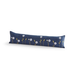 Scandi Floral Frilled Draught Excluder Navy